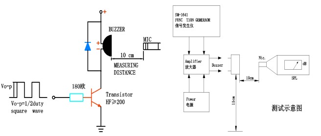Example NPN transistor drive circuit for QMB-09B series buzzer